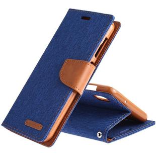 GOOSPERY CANVAS DIARY Canvas Texture Horizontal Flip PU Leather Case for Galaxy A10, with Holder & Card Slots & Wallet (Blue)