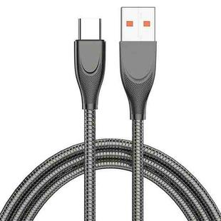 ADC-009 USB to USB-C / Type-C Zinc Alloy Hose Fast Charging Data Cable, Cable Length: 1m (Gun Metal)