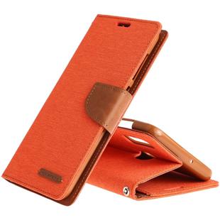 GOOSPERY CANVAS DIARY Canvas Texture Horizontal Flip PU Leather Case for Galaxy A20 / A30, with Holder & Card Slots & Wallet (Orange)