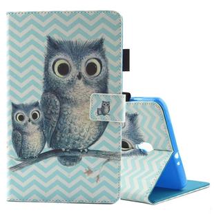 For Galaxy Tab A 8.0  / T380 & T385 Wave Owl Pattern Horizontal Flip Leather Case with Holder & Card Slots