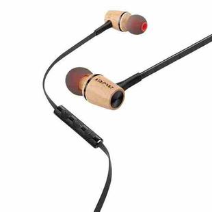 awei ES-80TY TPE Wood In-ear Wire Control Earphone with Mic, For iPhone, iPad, Galaxy, Huawei, Xiaomi, LG, HTC and Other Smartphones(Black)