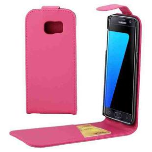 For Galaxy S7 Edge / G935 Plain Texture Vertical Flip Leather Case Waist Bag with Magnetic Buckle & Card Slot(Magenta)