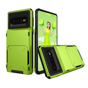 Shockproof TPU + PC Protective Case for Galaxy S10, with Card Slot (Green)