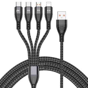 4 in 1 66W 6A USB to 8 Pin + Micro USB + Dual USB-C / Type-C Fast Charging Data Cable, Cable Length: 1.2m(Black)