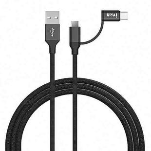 IVON CA52 2.4A USB to Type-C + Micro USB 2 in 1 Charging Sync Data Cable, Length: 1m (Black)