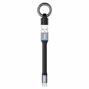 IVON CA90 3.1A Max USB to USB-C / Type-C Portable Data Cable with Ring, Length: 14.5cm (Dark Gray)