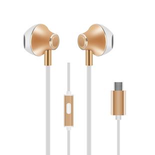 VT-1 USB-C / Type-C Interface HIFI Wire-controlled Wired Stereo Earphone (Gold)