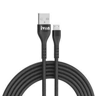 IVON CA92 2.4A Max USB to Micro USB Rubber Fast Charging Data Cable, Length: 1.5m (Black)