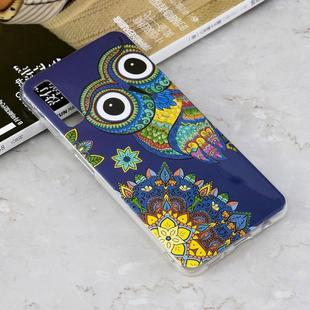 Luminous Blue Owl Pattern Shockproof TPU Protective Case for Galaxy A7 (2018)