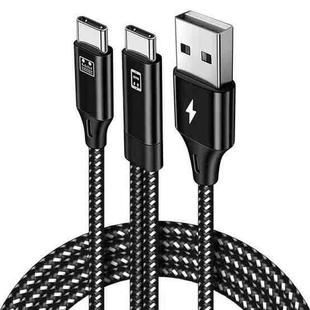 A02-CU Type-C / USB-C to Type-C / USB-C + USB OTG Nylon Braid Charging Cable, Length: 1.5m+1.2m