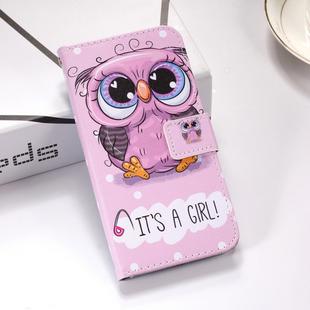 Cute Owl Pattern Colored Drawing Horizontal Flip Leather Case for Galaxy J4 Plus, with Holder & Card Slots & Wallet & Lanyard