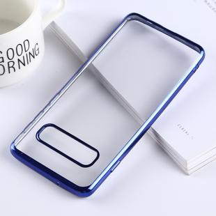 Ultra-thin Electroplating Soft TPU Protective Back Cover Case for Galaxy S10 (Blue)