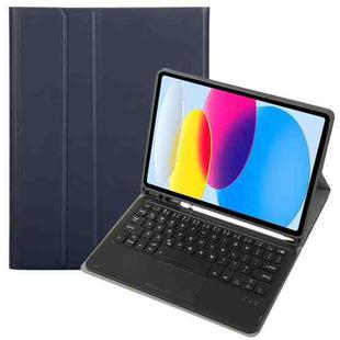 For iPad 10th Gen 10.9 2022 A10B-A Lambskin Texture Bluetooth Touch Keyboard Leather Tablet Case with Pen Slot(Dark Blue)