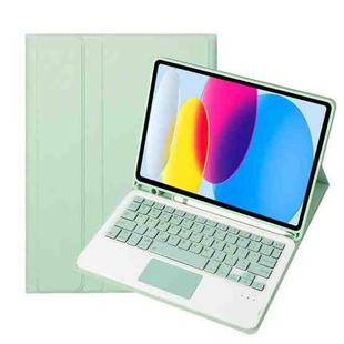 For iPad 10th Gen 10.9 2022 A10B-A Lambskin Texture Bluetooth Touch Keyboard Leather Tablet Case with Pen Slot (Green)