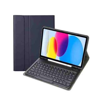 For iPad 10th Gen 10.9 2022 YA10B Lambskin Texture Bluetooth Keyboard Leather Tablet Case with Pen Slot(Dark Blue)