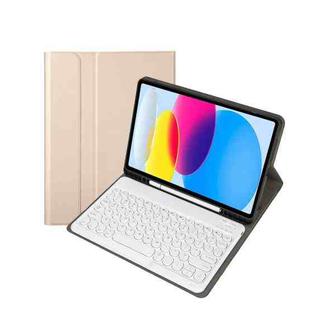 For iPad 10th Gen 10.9 2022 YA10B Lambskin Texture Bluetooth Keyboard Leather Tablet Case with Pen Slot(Gold)