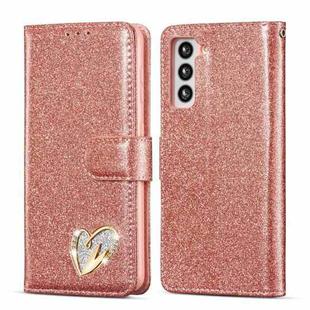 For Samsung Galaxy S21+ 5G Glitter Powder Love Leather Phone Case(Pink)