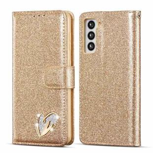 For Samsung Galaxy S21+ 5G Glitter Powder Love Leather Phone Case(Gold)