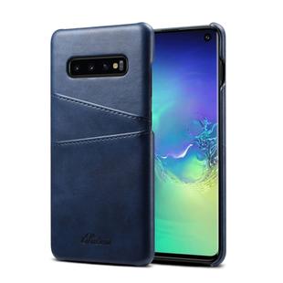 Suteni Calf Texture Protective Case for Galaxy S10, with Card Slots (Blue)