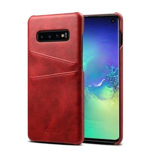 Suteni Calf Texture Protective Case for Galaxy S10, with Card Slots (Red)