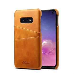 Suteni Calf Texture Protective Case for Galaxy S10 E, with Card Slots(Brown)
