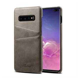Suteni Calf Texture Protective Case for Galaxy S10 Plus, with Card Slots (Grey)