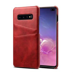 Suteni Calf Texture Protective Case for Galaxy S10 Plus, with Card Slots (Red)