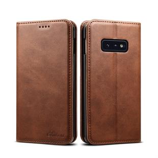 Suteni Calf Texture Horizontal Flip Leather Case for Galaxy S10 E, with Holder & Card Slots & Wallet(Coffee)