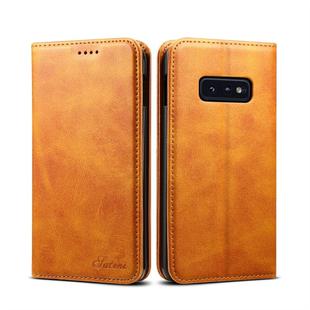Suteni Calf Texture Horizontal Flip Leather Case for Galaxy S10 E, with Holder & Card Slots & Wallet(Brown)