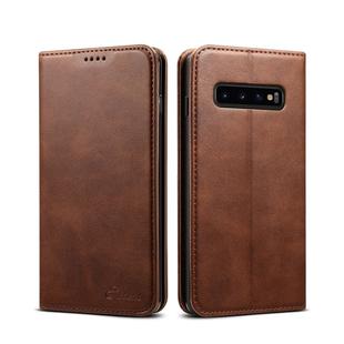 Suteni Calf Texture Horizontal Flip Leather Case for Galaxy S10 Plus, with Holder & Card Slots & Wallet (Coffee)