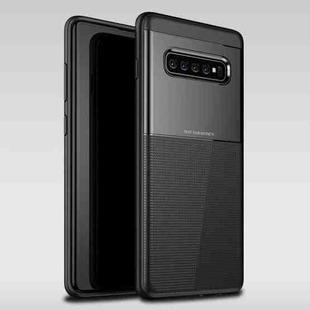 UNBREANK Carbon Fiber Texture PC + TPU Invisible Airbag Shockproof Protective Case for Galaxy S10+(Black)