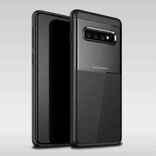 UNBREANK Carbon Fiber Texture PC + TPU Invisible Airbag Shockproof Protective Case for Galaxy S10(Black)