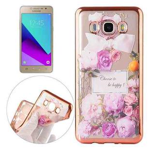 For Galaxy J2 Prime / G532 Purple Roses Pattern Electroplating Frame Soft TPU Protective Case