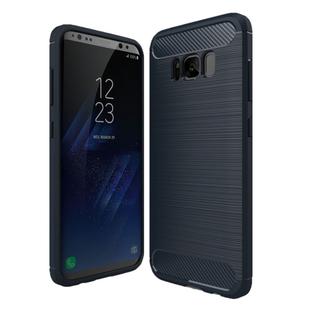 For Galaxy S8 + / G9550 Brushed Carbon Fiber Texture Shockproof TPU Protective Cover Case(Dark Blue)