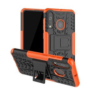 Shockproof  PC + TPU Tire Pattern Case for Galaxy A60, with Holder (Orange)