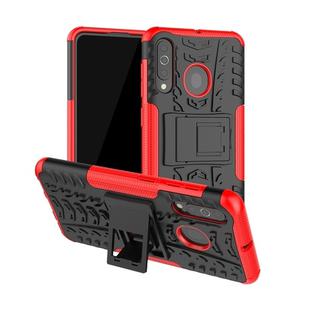 Shockproof  PC + TPU Tire Pattern Case for Galaxy A60, with Holder (Red)