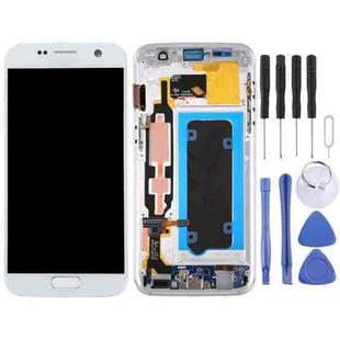 OLED LCD Screen for Galaxy S7 / G930V Digitizer Full Assembly with Frame (White)