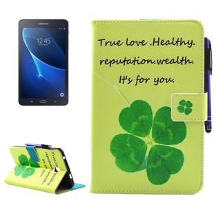 For Galaxy Tab A 7.0 (2016) / T280 Lucky Clove Pattern Horizontal Flip Leather Case with Holder & Wallet & Card Slots & Sleep / Wake-up Function & Pen Slot
