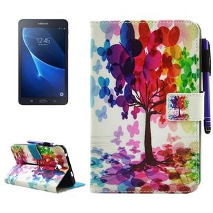 For Galaxy Tab A 7.0 (2016) / T280 Butterfly Tree Pattern Horizontal Flip Leather Case with Holder & Wallet & Card Slots & Sleep / Wake-up Function & Pen Slot