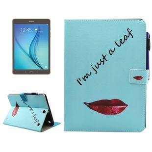 For Galaxy Tab A 9.7 / T550 Lips and Leaves Pattern Horizontal Flip Leather Case with Holder & Wallet & Card Slots & Sleep / Wake-up Function & Pen Slot