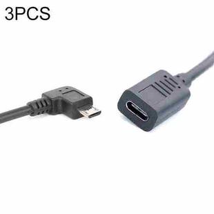 3 PCS LY-U3X097 Micro USB 5 Pin Left Elbow Male to USB-C / Type-C Female Charging Data Cable, Cable Length: 27cm