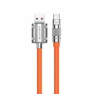 WK WDC-186 Qjie Series 6A USB to USB-C/Type-C Ultra-Fast Charge Data Cable, Length: 1m (Orange)