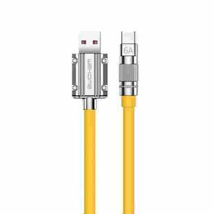 WK WDC-186 Qjie Series 6A USB to USB-C/Type-C Ultra-Fast Charge Data Cable, Length: 1m (Yellow)