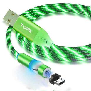 TOPK AM22 USB to Micro USB 540 Degree Bendable Streamer Ball Magnetic Data Cable, Cable Length: 1m(Green)