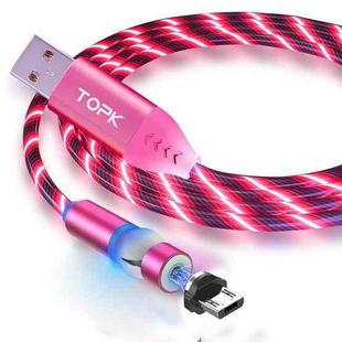 TOPK AM22 USB to Micro USB 540 Degree Bendable Streamer Ball Magnetic Data Cable, Cable Length: 1m(Red)