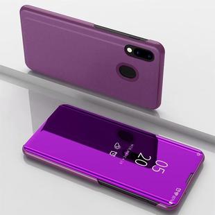 Electroplating Mirror Horizontal Flip Leather Case for Galaxy A30/A20 , with Holder (Purple)