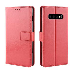 Retro Crazy Horse Texture Horizontal Flip Leather Case for Galaxy S10 (5G), with Holder & Card Slots & Photo Frame (Red)