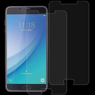 2 PCS 0.26mm 9H 2.5D Tempered Glass Film for Galaxy C7 Pro