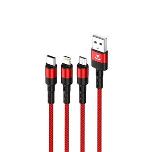 Teclast 1.0m 3 in 1 USB A + Type-C to 8 Pin Data Sync Charge Cable(Red)