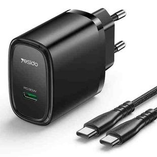 Yesido YC57BC PD 20W USB-C / Type-C Port Quick Charger with Type-C to Type-C Cable, EU Plug (Black)